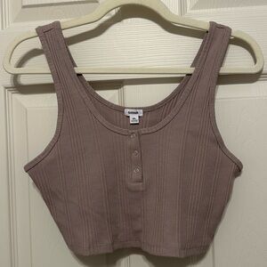 Garage Ribbed Button Tank Top - Tan